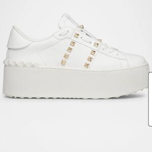 Valentino Garavani White and Gold Sneakers
